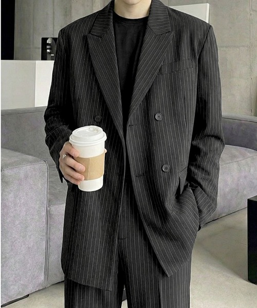 Otte（オッテ）の「ストライプルーズテーラードセットアップ（セットアップ・メンズ・グレー/ブラック・X-LARGE/MEDIUM/LARGE）」の4枚目の写真