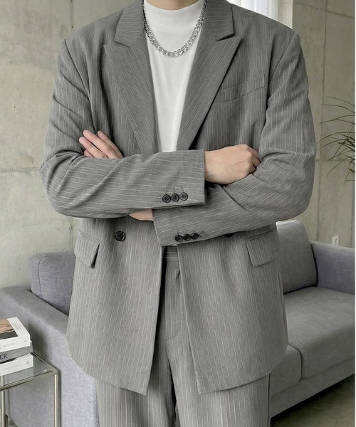 Otte（オッテ）の「ストライプルーズテーラードセットアップ（セットアップ・メンズ・グレー/ブラック・X-LARGE/MEDIUM/LARGE）」の13枚目の写真