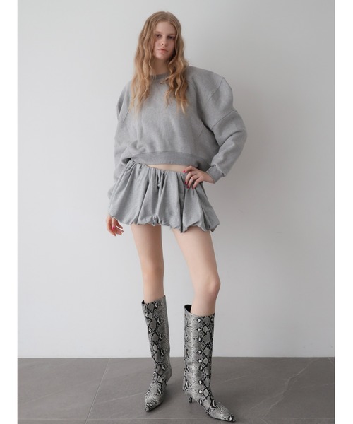 AMOMMA(アモマ)の「VOLUME GATHER MINI SKIRT(スカート・レディース・グレー/ブラック・FREE)」の3枚目の写真