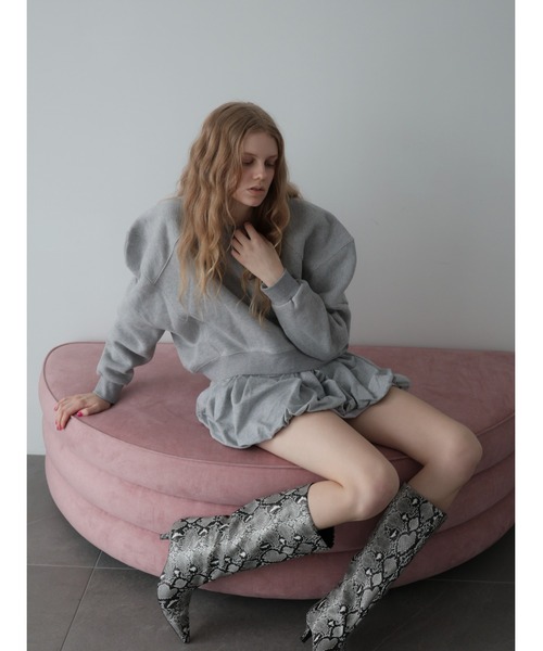 AMOMMA(アモマ)の「VOLUME GATHER MINI SKIRT(スカート・レディース・グレー/ブラック・FREE)」の6枚目の写真