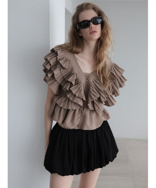 AMOMMA(アモマ)の「VOLUME GATHER MINI SKIRT(スカート・レディース・グレー/ブラック・FREE)」の11枚目の写真