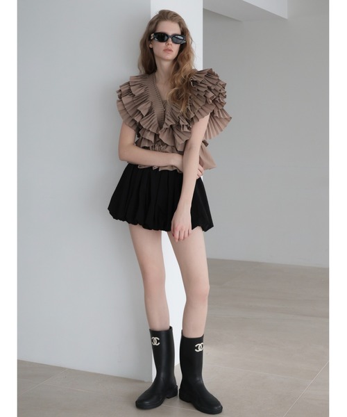 AMOMMA(アモマ)の「VOLUME GATHER MINI SKIRT(スカート・レディース・グレー/ブラック・FREE)」の12枚目の写真