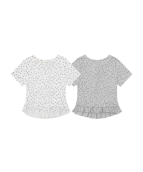 HOOK(フック)の「HOOK for girls 星柄フロントリボンペプラム半袖トップス (SS)(Tシャツ/カットソー・レディース・ホワイト/グレー・FREE)」の4枚目の写真