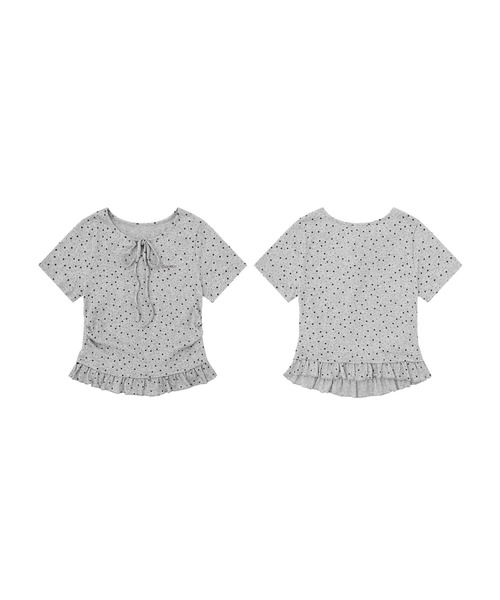HOOK(フック)の「HOOK for girls 星柄フロントリボンペプラム半袖トップス (SS)(Tシャツ/カットソー・レディース・ホワイト/グレー・FREE)」の19枚目の写真