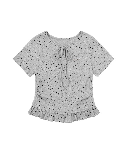 HOOK(フック)の「HOOK for girls 星柄フロントリボンペプラム半袖トップス (SS)(Tシャツ/カットソー・レディース・ホワイト/グレー・FREE)」の21枚目の写真