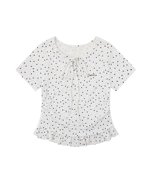 HOOK(フック)の「HOOK for girls 星柄フロントリボンペプラム半袖トップス (SS)(Tシャツ/カットソー・レディース・ホワイト/グレー・FREE)」の22枚目の写真