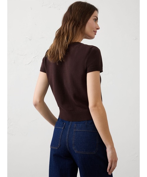 BANANA REPUBLIC FACTORY STORE(バナナリパブリック ファクトリーストア)の「BANANA REPUBLIC FACTORY STORE コットンクロップドニットカーディガン(カーディガン/ボレロ・レディース・ブラウン/オフホワイト・S/M/L/XS)」の6枚目の写真