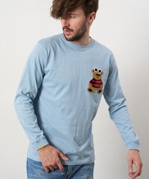 mlt5687- 5.6ozコットン天竺 カートべアシークインパッチワークLS Tシャツ(624-02901)
