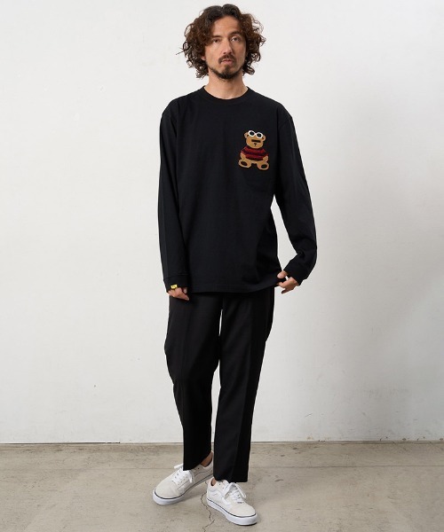 STUD MUFFIN(スタッドマフィン)の「mlt5687- 5.6ozコットン天竺 カートべアシークインパッチワークLS Tシャツ(624-02901)(Tシャツ/カットソー・メンズ・ブラック/チャコールグレー/ブルー/ホワイト・2/3/4)」の22枚目の写真