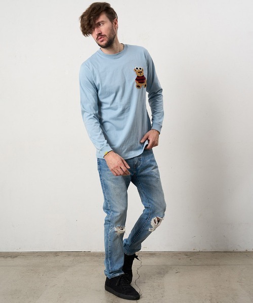 STUD MUFFIN(スタッドマフィン)の「mlt5687- 5.6ozコットン天竺 カートべアシークインパッチワークLS Tシャツ(624-02901)(Tシャツ/カットソー・メンズ・ブラック/チャコールグレー/ブルー/ホワイト・2/3/4)」の15枚目の写真