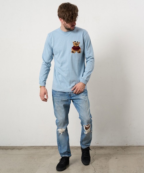 STUD MUFFIN(スタッドマフィン)の「mlt5687- 5.6ozコットン天竺 カートべアシークインパッチワークLS Tシャツ(624-02901)(Tシャツ/カットソー・メンズ・ブラック/チャコールグレー/ブルー/ホワイト・2/3/4)」の17枚目の写真