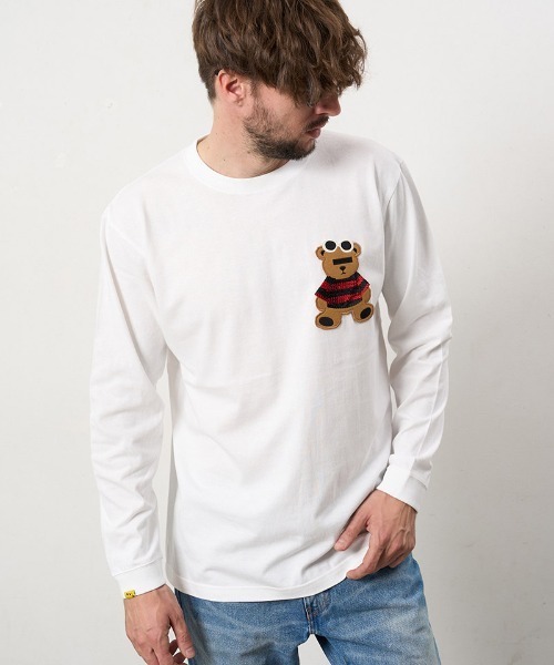 STUD MUFFIN(スタッドマフィン)の「mlt5687- 5.6ozコットン天竺 カートべアシークインパッチワークLS Tシャツ(624-02901)(Tシャツ/カットソー・メンズ・ブラック/チャコールグレー/ブルー/ホワイト・2/3/4)」の12枚目の写真