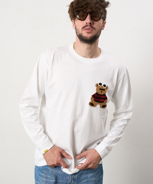 STUD MUFFIN(スタッドマフィン)の「mlt5687- 5.6ozコットン天竺 カートべアシークインパッチワークLS Tシャツ(624-02901)(Tシャツ/カットソー・メンズ・ブラック/チャコールグレー/ブルー/ホワイト・2/3/4)」の13枚目の写真