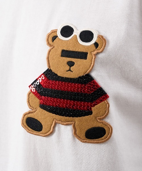STUD MUFFIN(スタッドマフィン)の「mlt5687- 5.6ozコットン天竺 カートべアシークインパッチワークLS Tシャツ(624-02901)(Tシャツ/カットソー・メンズ・ブラック/チャコールグレー/ブルー/ホワイト・2/3/4)」の7枚目の写真