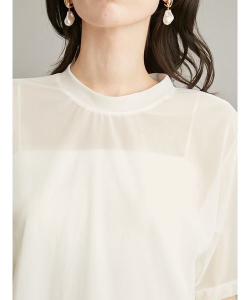 Mila Owen(ミラオーウェン)の「シアーレイヤードサテントップス(Tシャツ/カットソー・レディース・ネイビー/ダークブラウン/アイボリー・F)」の12枚目の写真