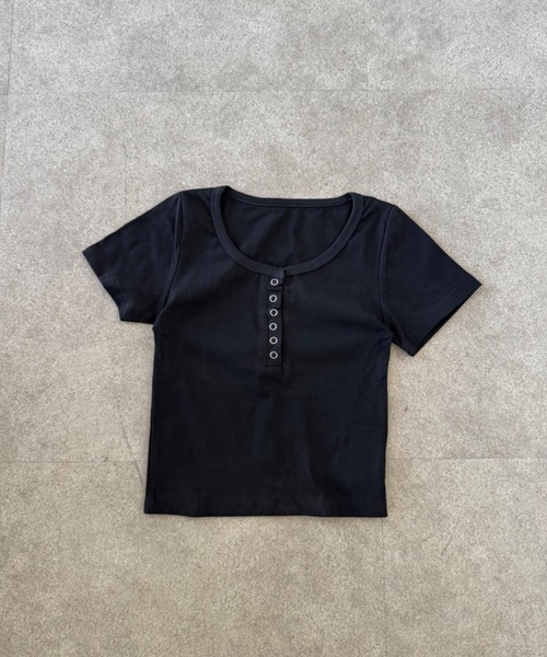 Teem Store(チームストア)の「ヘンリーネックリブトップス 半袖カットソー(Tシャツ/カットソー・レディース・ホワイト/ブラック/グレー・S/M)」の20枚目の写真