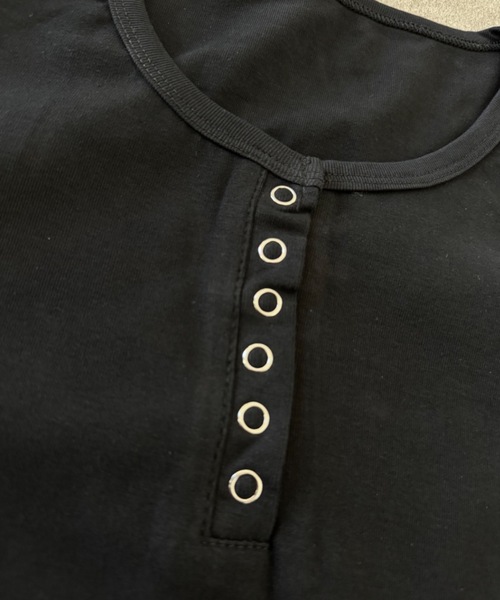 Teem Store(チームストア)の「ヘンリーネックリブトップス 半袖カットソー(Tシャツ/カットソー・レディース・ホワイト/ブラック/グレー・S/M)」の22枚目の写真