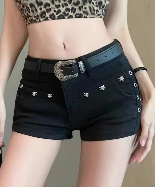 yuue' ( wear )(ユーイ)の「スタッズ付きストレッチマイクロショートパンツ(その他パンツ・レディース・ブラック・M/L)」の1枚目の写真