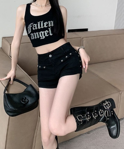 yuue' ( wear )(ユーイ)の「スタッズ付きストレッチマイクロショートパンツ(その他パンツ・レディース・ブラック・M/L)」の11枚目の写真