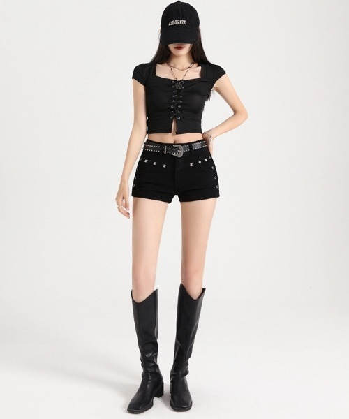yuue' ( wear )(ユーイ)の「スタッズ付きストレッチマイクロショートパンツ(その他パンツ・レディース・ブラック・M/L)」の21枚目の写真