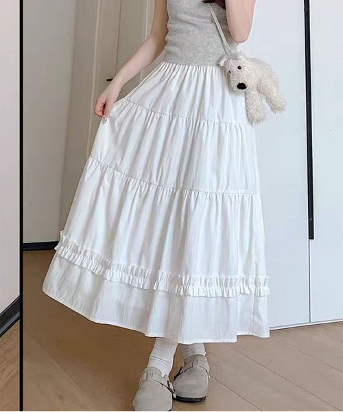 MAISON DE THERESE(メゾン ド テレーズ)の「フリルティアード ボリューム ロングスカート(スカート・レディース・ホワイト/ブラック・M)」の19枚目の写真