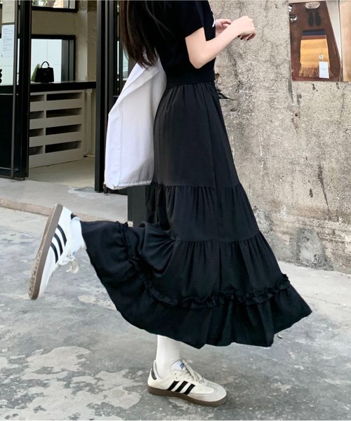MAISON DE THERESE(メゾン ド テレーズ)の「フリルティアード ボリューム ロングスカート(スカート・レディース・ホワイト/ブラック・M)」の15枚目の写真