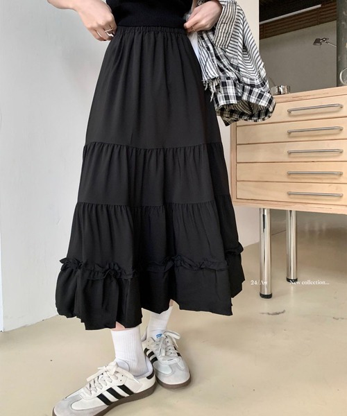 MAISON DE THERESE(メゾン ド テレーズ)の「フリルティアード ボリューム ロングスカート(スカート・レディース・ホワイト/ブラック・M)」の10枚目の写真