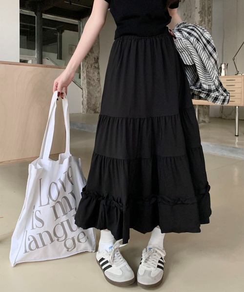 MAISON DE THERESE(メゾン ド テレーズ)の「フリルティアード ボリューム ロングスカート(スカート・レディース・ホワイト/ブラック・M)」の11枚目の写真