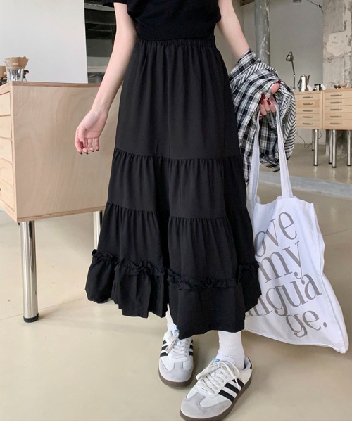 MAISON DE THERESE(メゾン ド テレーズ)の「フリルティアード ボリューム ロングスカート(スカート・レディース・ホワイト/ブラック・M)」の12枚目の写真