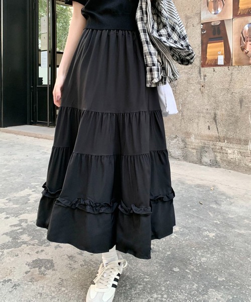 MAISON DE THERESE(メゾン ド テレーズ)の「フリルティアード ボリューム ロングスカート(スカート・レディース・ホワイト/ブラック・M)」の13枚目の写真