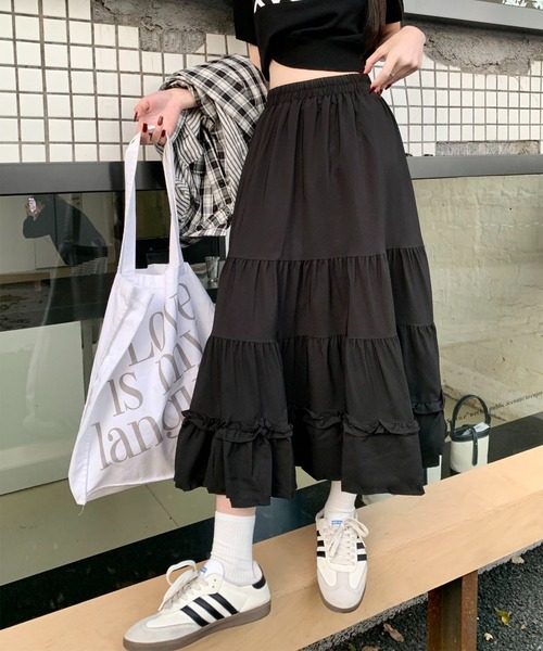 MAISON DE THERESE(メゾン ド テレーズ)の「フリルティアード ボリューム ロングスカート(スカート・レディース・ホワイト/ブラック・M)」の18枚目の写真