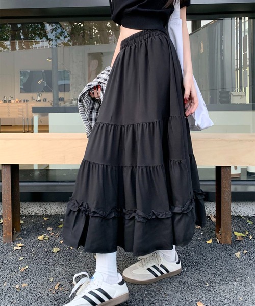 MAISON DE THERESE(メゾン ド テレーズ)の「フリルティアード ボリューム ロングスカート(スカート・レディース・ホワイト/ブラック・M)」の16枚目の写真