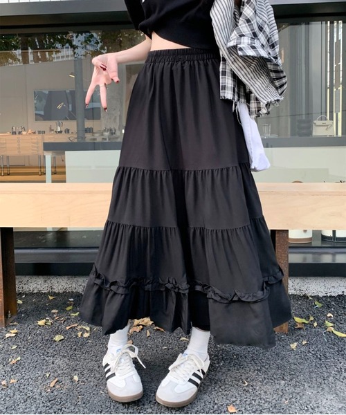 MAISON DE THERESE(メゾン ド テレーズ)の「フリルティアード ボリューム ロングスカート(スカート・レディース・ホワイト/ブラック・M)」の17枚目の写真