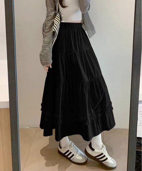 MAISON DE THERESE(メゾン ド テレーズ)の「フリルティアード ボリューム ロングスカート(スカート・レディース・ホワイト/ブラック・M)」の7枚目の写真