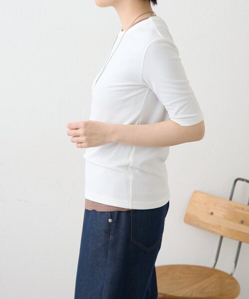 ear PAPILLONNER(イアパピヨネ)の「セットリブTシャツ【SUM1 STYLE】(Tシャツ/カットソー・レディース・ホワイト/ブラック・FREE)」の14枚目の写真