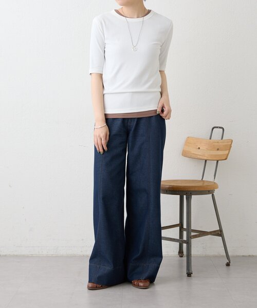 ear PAPILLONNER(イアパピヨネ)の「セットリブTシャツ【SUM1 STYLE】(Tシャツ/カットソー・レディース・ホワイト/ブラック・FREE)」の18枚目の写真