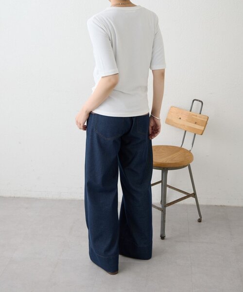 ear PAPILLONNER(イアパピヨネ)の「セットリブTシャツ【SUM1 STYLE】(Tシャツ/カットソー・レディース・ホワイト/ブラック・FREE)」の19枚目の写真