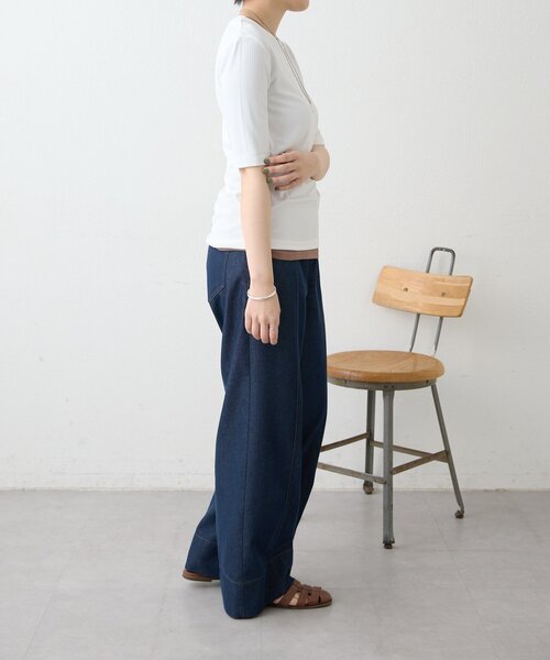 ear PAPILLONNER(イアパピヨネ)の「セットリブTシャツ【SUM1 STYLE】(Tシャツ/カットソー・レディース・ホワイト/ブラック・FREE)」の20枚目の写真