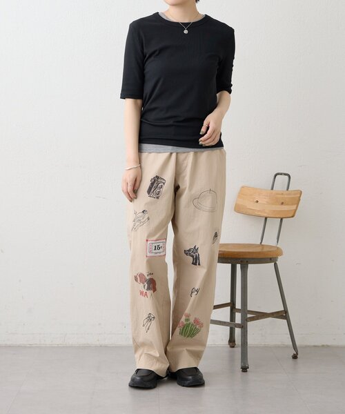 ear PAPILLONNER(イアパピヨネ)の「セットリブTシャツ【SUM1 STYLE】(Tシャツ/カットソー・レディース・ホワイト/ブラック・FREE)」の4枚目の写真