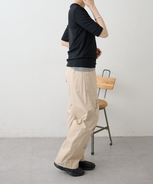 ear PAPILLONNER(イアパピヨネ)の「セットリブTシャツ【SUM1 STYLE】(Tシャツ/カットソー・レディース・ホワイト/ブラック・FREE)」の7枚目の写真