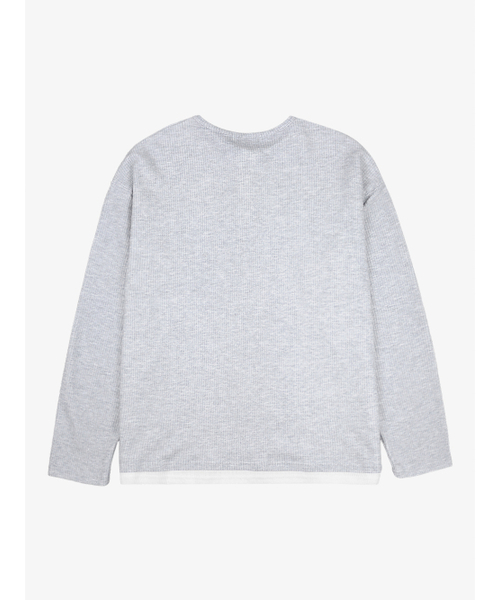 OWSA（オウサ）の「ヘンリーネックレイヤード長袖Tシャツ3カラー（Tシャツ/カットソー・メンズ・グレー/ブラック/ブラウン・LARGE/MEDIUM）」の10枚目の写真