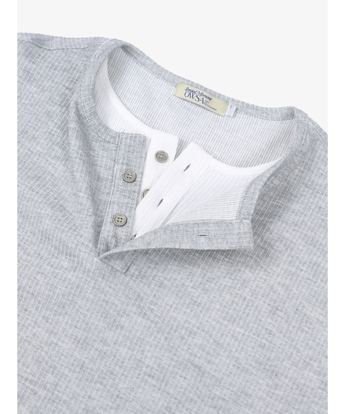 OWSA（オウサ）の「ヘンリーネックレイヤード長袖Tシャツ3カラー（Tシャツ/カットソー・メンズ・グレー/ブラック/ブラウン・LARGE/MEDIUM）」の12枚目の写真