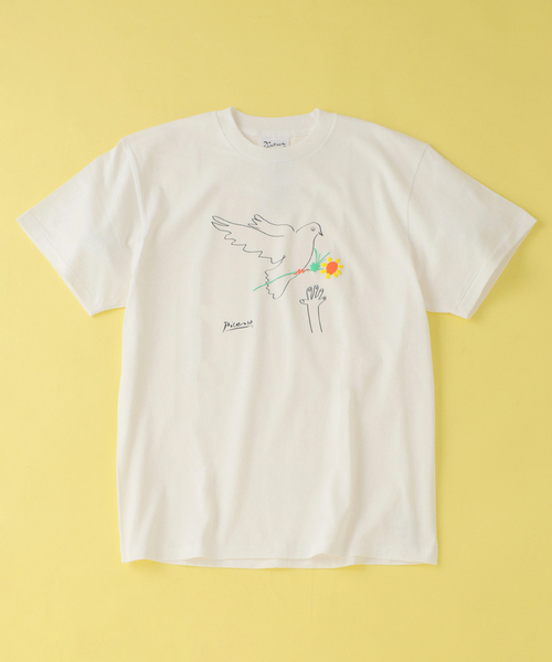 EDIFICE（エディフィス）の「Pablo Picasso(パブロ・ピカソ) 別注 アート プリント Tシャツ（Tシャツ/カットソー・メンズ・ブラック系その他/ブルー/ホワイト×ホワイト/ブラック/ベージュ/レッド/ホワイト系その他/ホワイト・MEDIUM/SMALL/X-LARGE/LARGE）」の2枚目の写真