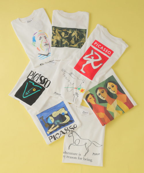 EDIFICE（エディフィス）の「Pablo Picasso(パブロ・ピカソ) 別注 アート プリント Tシャツ（Tシャツ/カットソー・メンズ・ブラック系その他/ブルー/ホワイト×ホワイト/ブラック/ベージュ/レッド/ホワイト系その他/ホワイト・MEDIUM/SMALL/X-LARGE/LARGE）」の9枚目の写真