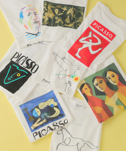 EDIFICE（エディフィス）の「Pablo Picasso(パブロ・ピカソ) 別注 アート プリント Tシャツ（Tシャツ/カットソー・メンズ・ブラック系その他/ブルー/ホワイト×ホワイト/ブラック/ベージュ/レッド/ホワイト系その他/ホワイト・MEDIUM/SMALL/X-LARGE/LARGE）」の10枚目の写真