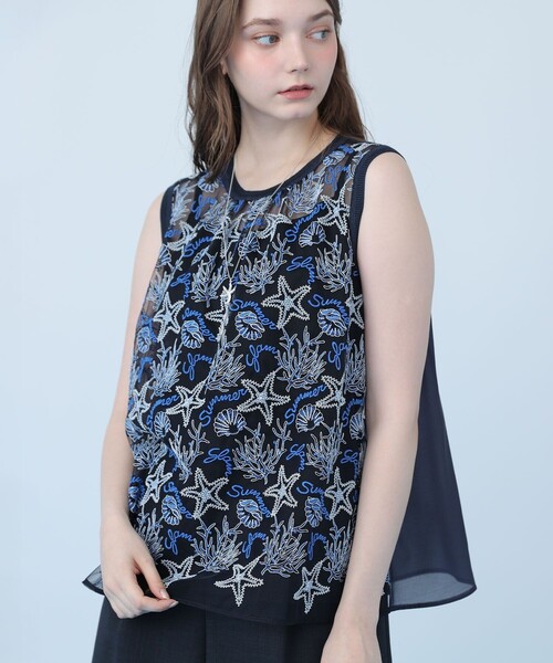 ANAYI(アナイ)の「Summer glam刺繍チュニック ブラウス(シャツ/ブラウス・レディース・ブルー・38/36)」の1枚目の写真