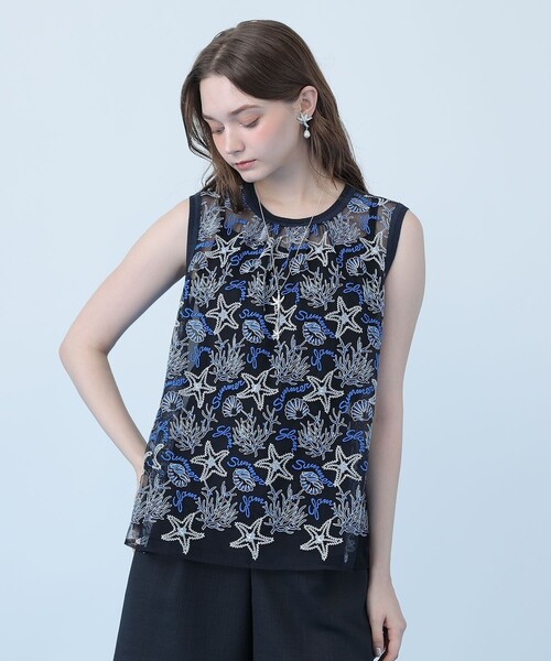 ANAYI(アナイ)の「Summer glam刺繍チュニック ブラウス(シャツ/ブラウス・レディース・ブルー・38/36)」の2枚目の写真
