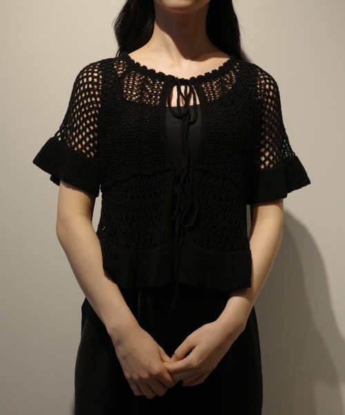 セール】CLANE W FACE RIBBON CROCHET KNIT TOPS（ニット/セーター