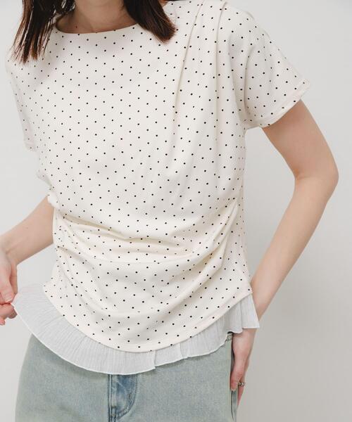 SENSE OF PLACE by URBAN RESEARCH（センスオブプレイスバイアーバンリサーチ）の「フリルドレープトップ（Tシャツ/カットソー・レディース・ブラック/ホワイト系その他/ネイビー・ONE）」の4枚目の写真