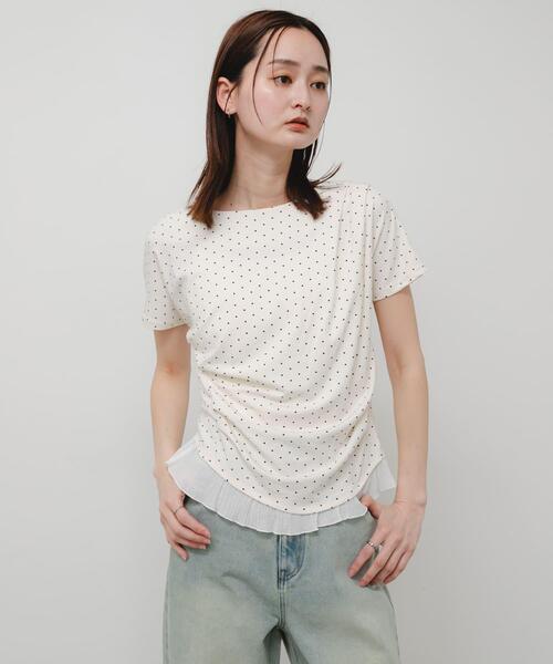 SENSE OF PLACE by URBAN RESEARCH（センスオブプレイスバイアーバンリサーチ）の「フリルドレープトップ（Tシャツ/カットソー・レディース・ブラック/ホワイト系その他/ネイビー・ONE）」の5枚目の写真